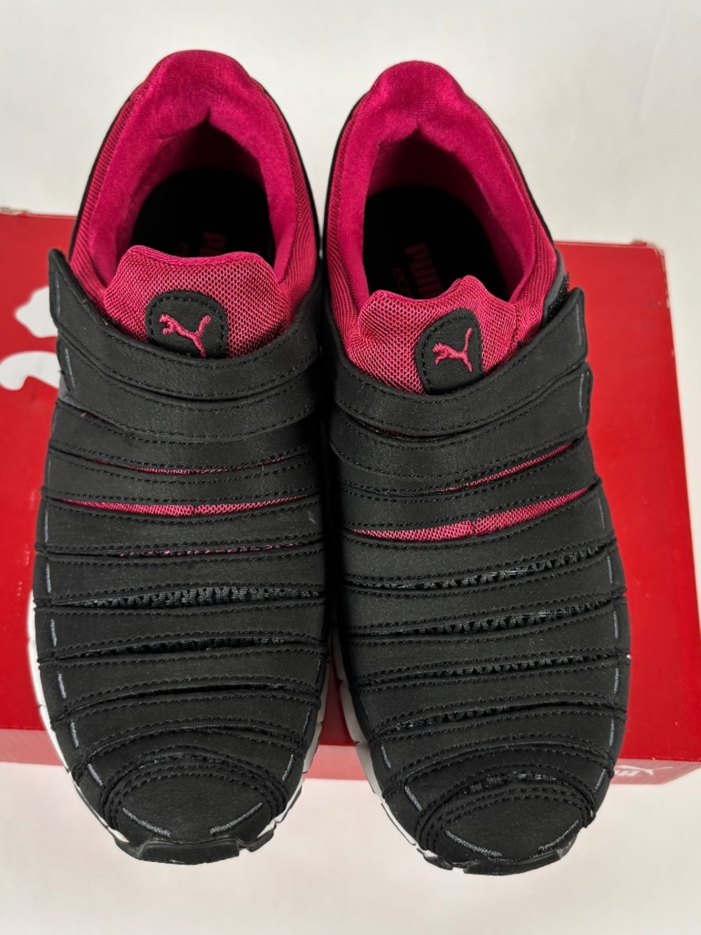 PUMA Women's Black & Burgundy Athletic Slip-On Sneakers - Picture 8 of 12